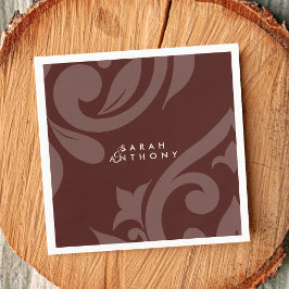 Guardanapo De Papel Casamento Clássico de Mahogany Red Damask Elegant