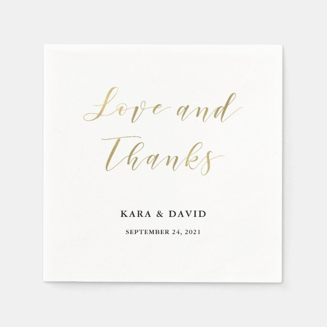 Guardanapo De Papel Casamento Clássico Dourado Glamorous Faux (Frente)