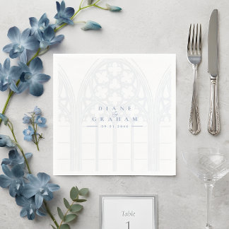 Guardanapo De Papel Casamento Clássico Elegante em Azul Desbotado e Br