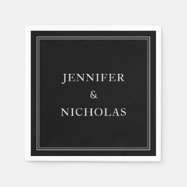 Guardanapo De Papel Casamento Clássico Elegante Preto e Branco