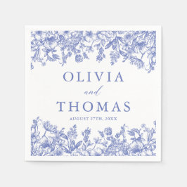 Guardanapo De Papel Casamento Clássico Elegante Vitoriano Azul