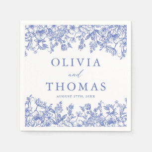 Guardanapo De Papel Casamento Clássico Elegante Vitoriano Azul