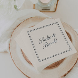 Guardanapo De Papel Casamento Clássico em Azul Marinho com Letra