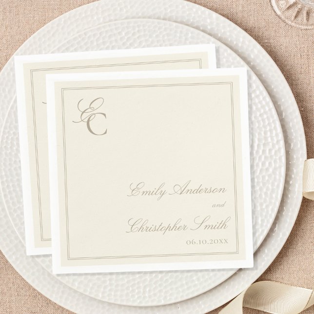 Guardanapo De Papel Casamento Clássico Marfim Elegante (Criador carregado)