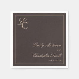 Guardanapo De Papel Casamento Clássico Marrom Elegante