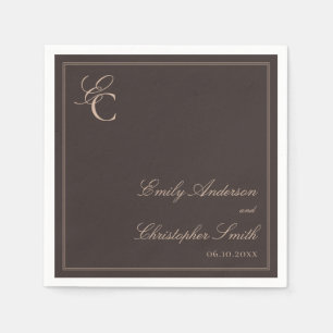 Guardanapo De Papel Casamento Clássico Marrom Elegante