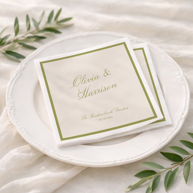 Guardanapo De Papel Casamento Clássico Verde Oliva (Criador carregado)