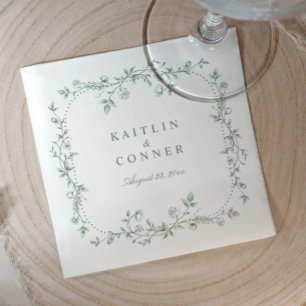Guardanapo De Papel Casamento Cocktail Floral Vintage Francês Verde Sa