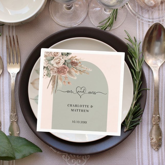 Guardanapo De Papel Casamento com a Sra. Heart Arch Sage (Criador carregado)