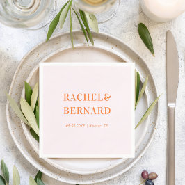 Guardanapo De Papel Casamento com a Tipografia de Pêssego Rosa e Laran