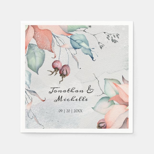 Guardanapo De Papel Casamento com Aquarela de Natal de inverno (Frente)