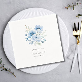 Guardanapo De Papel Casamento com Aquarela Floral Azul