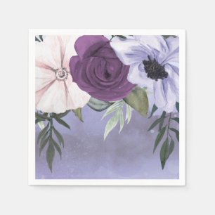 Guardanapo De Papel Casamento com Aquarela Floral Lavanda Roxa Moderna