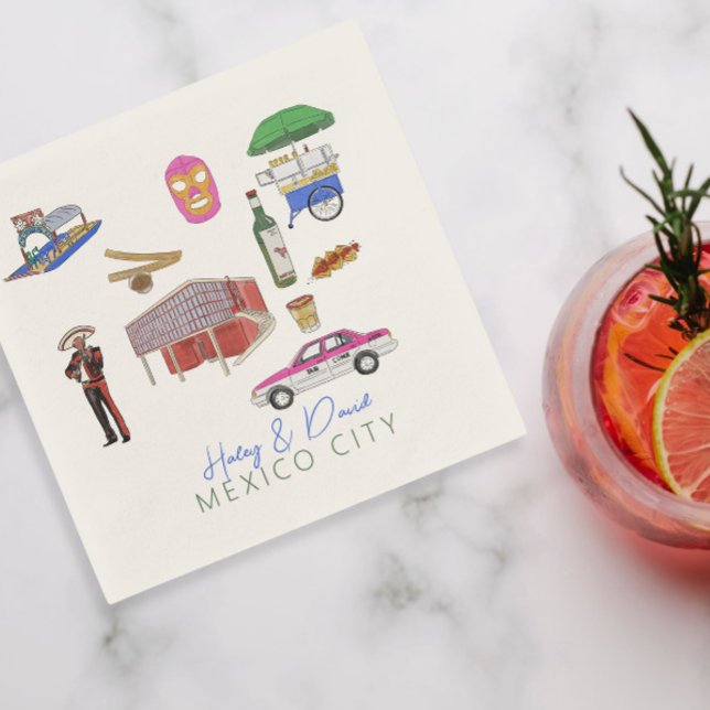 Guardanapo De Papel Casamento com Aquarela na Cidade do México (Criador carregado)