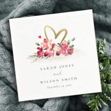 Casamento com Aquarelas Douradas Vermelhas de Cora