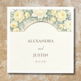 Guardanapo De Papel Casamento com Arca Floral Italiana Amarelo