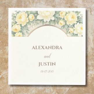 Guardanapo De Papel Casamento com Arca Floral Italiana Amarelo