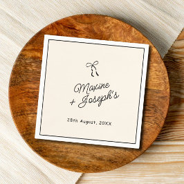 Guardanapo De Papel Casamento com Arco de Fita Desenhado à Mão Preto e
