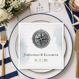 Guardanapo De Papel Casamento com Bússola Náutica Vintage