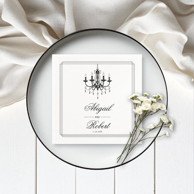 Guardanapo De Papel Casamento com candelabro branco e preto (Criador carregado)