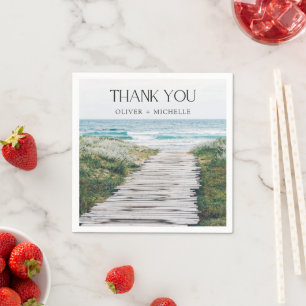 Guardanapo De Papel Casamento com Cena de Praia de Watercolor Obrigado