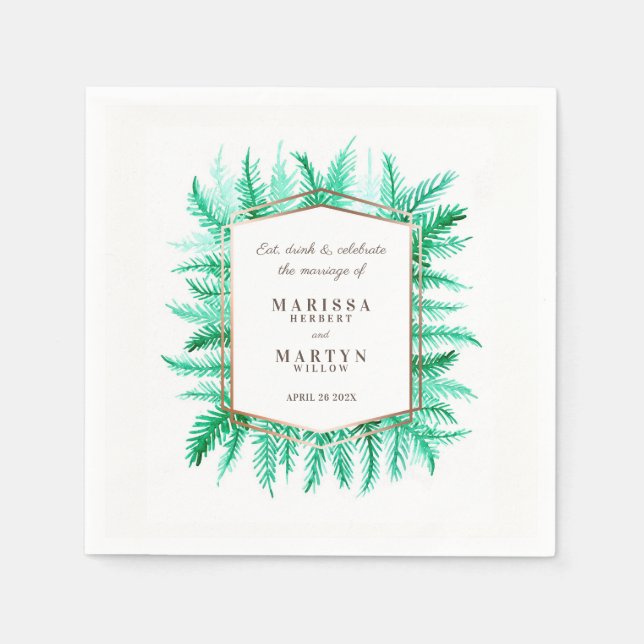 Guardanapo De Papel Casamento com cor de água verde-esverdeada (Frente)