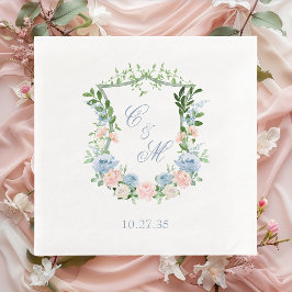 Guardanapo De Papel Casamento com Crista Floral Azul Empoeirada