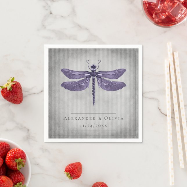 Guardanapo De Papel Casamento com Dragonfly Roxo (Insitu)