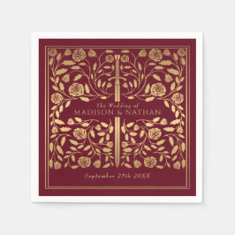 Guardanapo De Papel Casamento com Espadas Douradas da Terra Real Verme