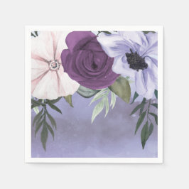 Guardanapo De Papel Casamento com Floral em Aquarela Lavanda Roxa Mode