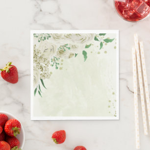 Guardanapo De Papel Casamento com flores brancas de marfim
