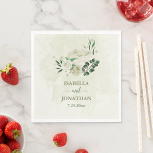 Guardanapo De Papel Casamento com flores brancas de marfim