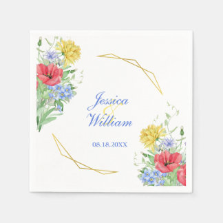 Guardanapo De Papel Casamento com flores selvagens coloridas