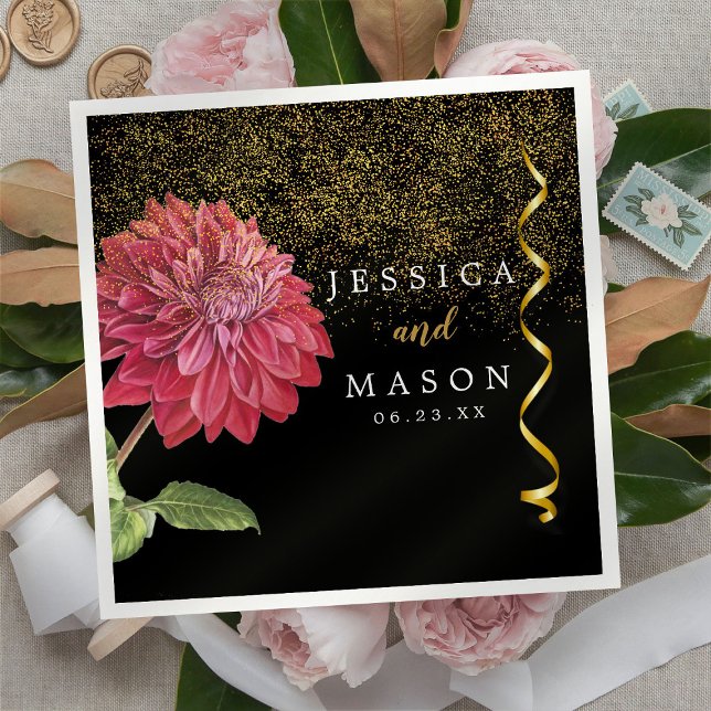 Guardanapo De Papel Casamento com Flores Vermelhas Cocktail Napkins (Criador carregado)