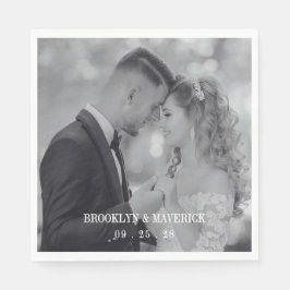 Guardanapo De Papel Casamento com Foto Preto e Branco Moderno