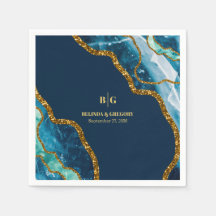 Casamento com Glitter de Geodo Agato Azul e Dourad