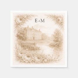 Guardanapo De Papel Casamento com Gravura Botânica Regency 