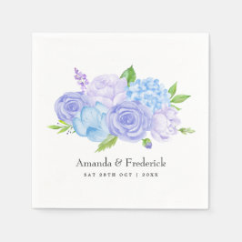 Guardanapo De Papel Casamento com Hortênsia Azul e Lavanda Claro