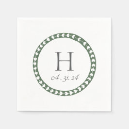 Guardanapo De Papel Casamento com Impressão Botânica Verde e Branco