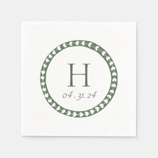 Guardanapo De Papel Casamento com Impressão Botânica Verde e Branco