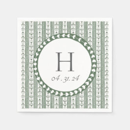 Guardanapo De Papel Casamento com Impressão Botânica Verde e Branco