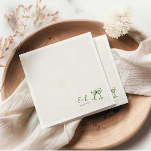 Guardanapo De Papel Casamento com iniciais verdes desenhadas à mão