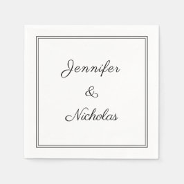 Guardanapo De Papel Casamento com Letra Elegante Preto e Branco