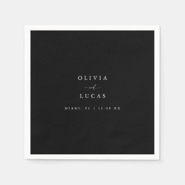 Guardanapo De Papel Casamento com Letra Moderna em Preto e Branco
