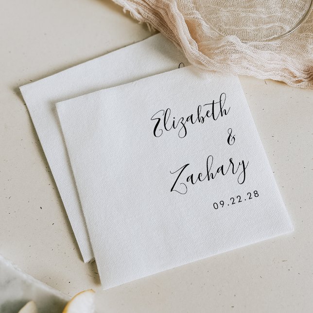Guardanapo De Papel Casamento com Letra Moderna em Preto e Branco (Criador carregado)