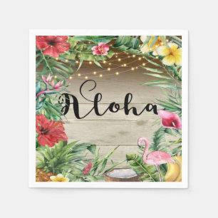 Guardanapo De Papel Casamento com Madeira Tropical Floral Folhas e Luz