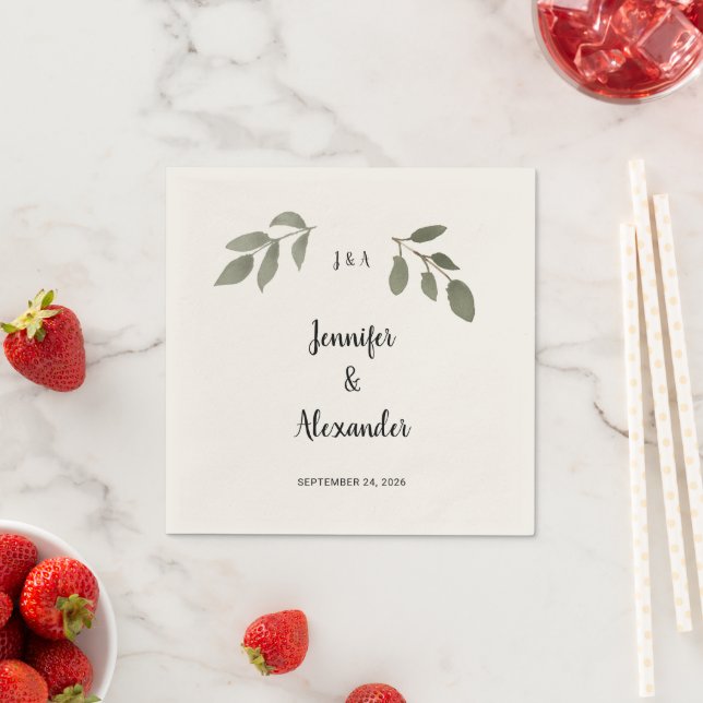 Guardanapo De Papel Casamento com monograma botânico rústico (Insitu)