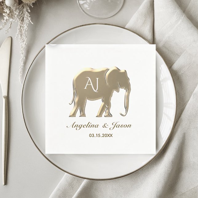Guardanapo De Papel Casamento com Monograma Dourado (Criador carregado)
