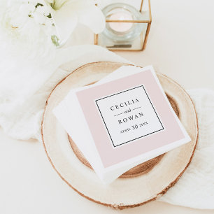 Guardanapo De Papel Casamento com Monograma Elegante em Rosa Pálido co