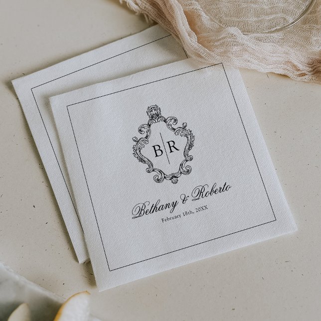 Guardanapo De Papel Casamento com Monograma Vintage (Criador carregado)